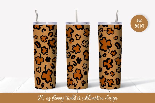 St. Patricks Day Leopard Print Tumbler Wrap Sublimation Hot on Sale