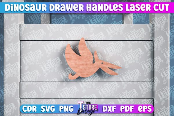 Dinosaur Drawer Handles Laser Cut | Laser Cut SVG Design | CNC Files Online Sale