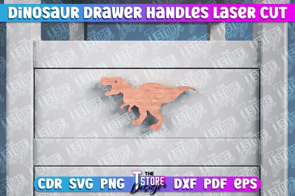 Dinosaur Drawer Handles Laser Cut | Laser Cut SVG Design | CNC Files For Cheap