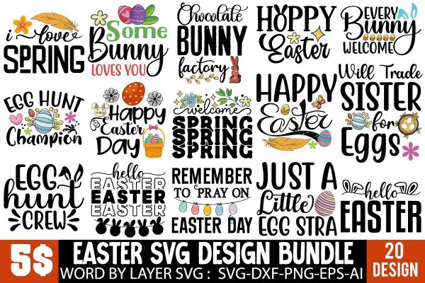 Easter SVG Bundle, Happy Easter Day, Easter Sublimation Bundle, Easter T-shirt DEsign Bundle, Easter SVG Qutes , Easter Silhoutee For Discount