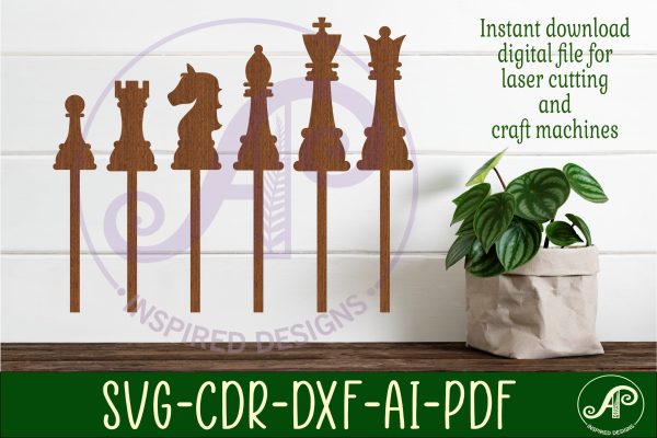 Chess cupcake toppers, 6 designs SVG laser cut For Discount