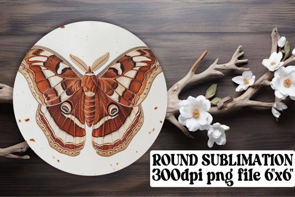 Playful Butterfly Circle Sublimation Design for Keyrings & Coasters For Sale