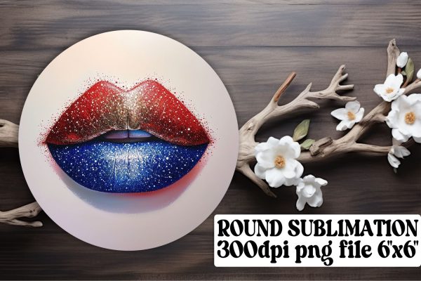 Patriotic Lip Art Round Collection Supply