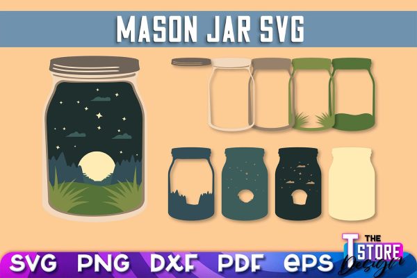 Mason Jar SVG | Kitchen Design | 3D Paper Mason Jar Supply