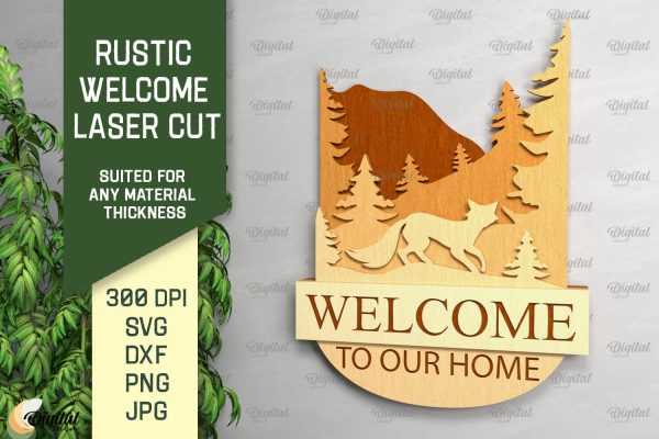 Rustic Welcome Laser Cut. Welcome Sign SVG on Sale