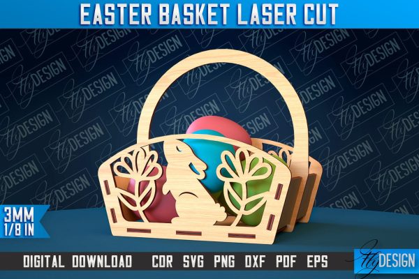 Easter Basket Laser Cut | Happy Easter Egg Basket | CNC File Supply