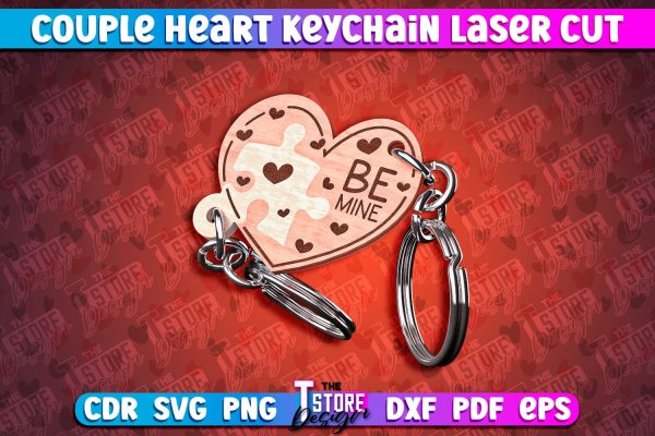 Couple Heart Keychain | Laser Cut SVG Design | CNC Files Online Hot Sale