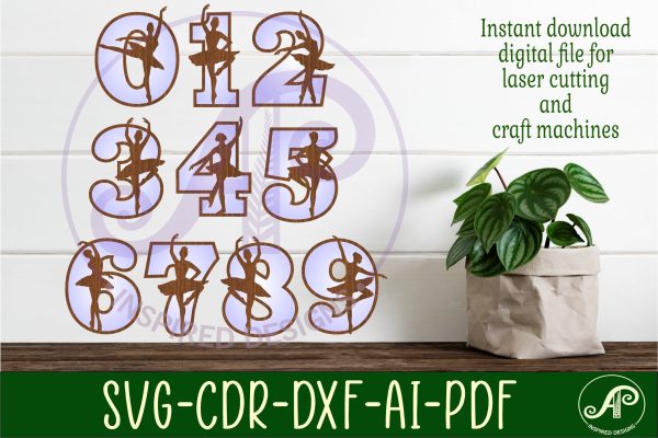 Ballerina number two layer wall sign SVG cut files Online Hot Sale