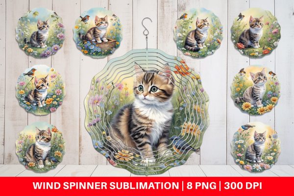 Wind Spinner Cat and Flowers For Cheap