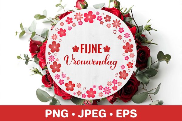 Women’s Day in Dutch. Floral wreath sublimation design Fashion