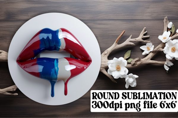 American Flag Lips Circle & Keychain Supply