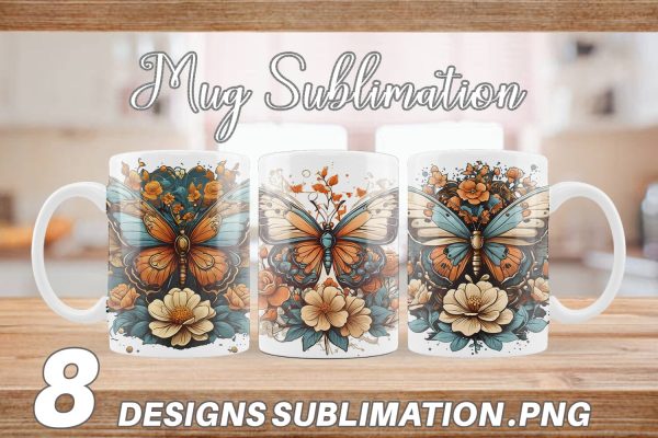Mug Wrap Butterfly and Flower For Cheap