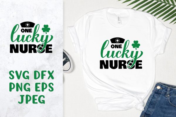 One lucky nurse SVG. Funny St. Patricks Day quote sign Sale