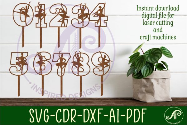 Ballerina number cake toppers SVG cut files Cheap