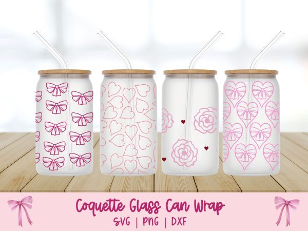 Coquette Glass Beer Can SVG Set Supply