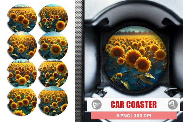 Car Coaster Sunflower Field Cheap