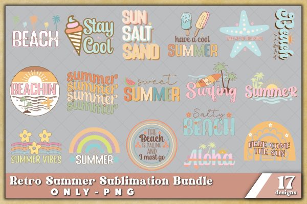 Retro Summer Sublimation Bundle, Beach Vibes 17 - Designs Online