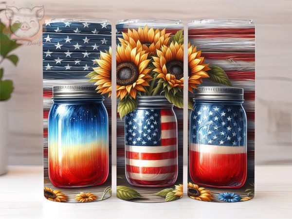 American Jar 20oz Tumbler Png, Straight & Tapered Tumbler Png, USA Flag Jar Tumbler Png, Digital Download PNG For Discount