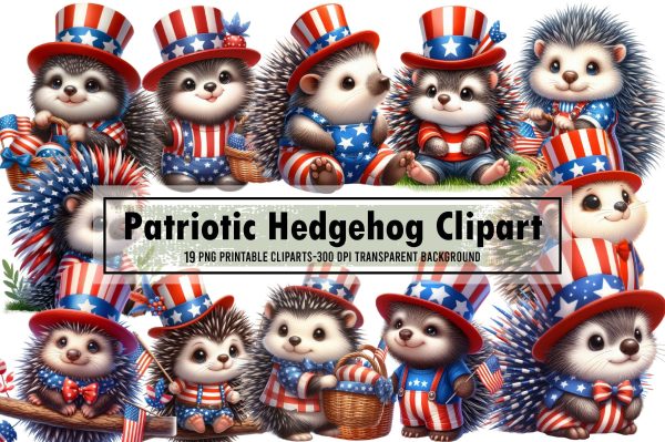 Patriotic Hedgehog Clipart Bundle Online Hot Sale