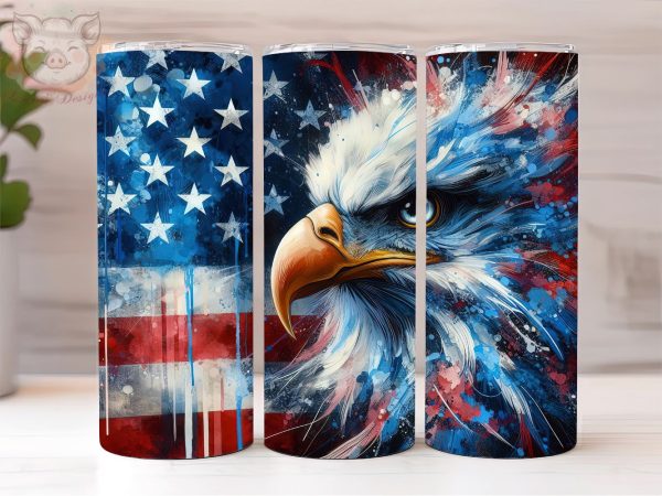 American Eagle Flying Flag July 4th 20oz Tumbler Png, Straight & Tapered Tumbler Png, American Tumbler Png, Digital Download PNG For Discount
