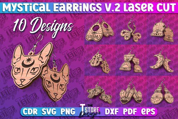 Mystical Earrings Laser Cut | Accessories Laser Cut Design | CNC Files v.2 Online now