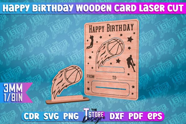 Happy Birthday Wooden Card Laser Cut | Greeting Card Design | CNC Files Online