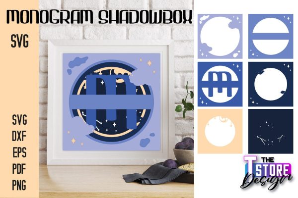 Monogram Shadowbox SVG | Alphabet Monogram Shadowbox | Paper Cut Online