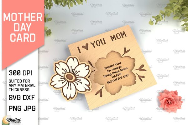 Mothers Day Card SVG. Greeting Card Laser Cut Online Hot Sale
