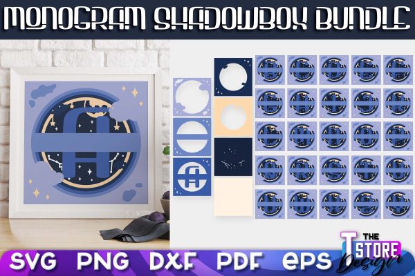Monogram Shadowbox SVG | Alphabet Monogram Shadowbox | Paper Cut Online Sale
