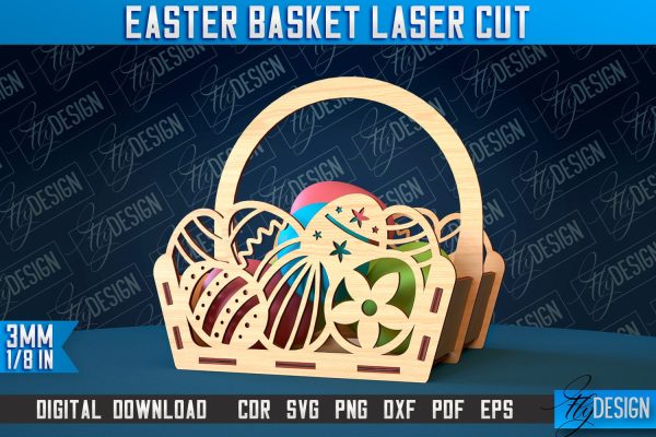 Easter Basket Laser Cut | Happy Easter Egg Basket | CNC File Sale