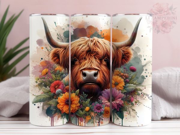 Baby Highland Cow Floral 20oz Tumbler Wrap PNG, Highland Cow Tumbler Png, Straight & Tapered Tumbler Wrap, Instant Digital Download Online now
