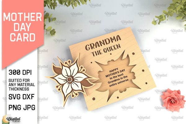 Mothers Day Card SVG. Greeting Card Laser Cut For Discount