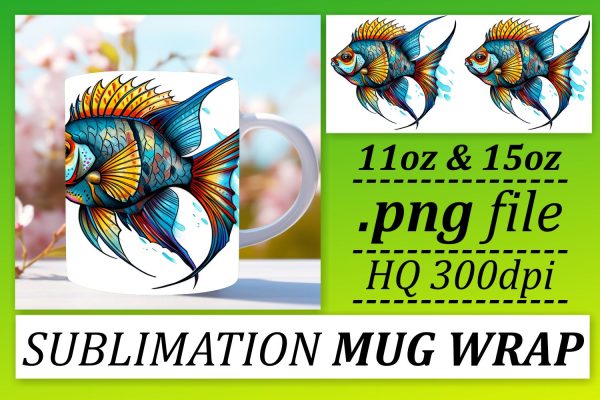 Tranquil Ocean Fish Sublimation Wrap, Marine Life Artwork for Mugs Fashion