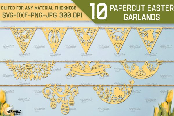 Papercut Easter Garland SVG Bundle. Easter Decor Paper Cut Hot on Sale
