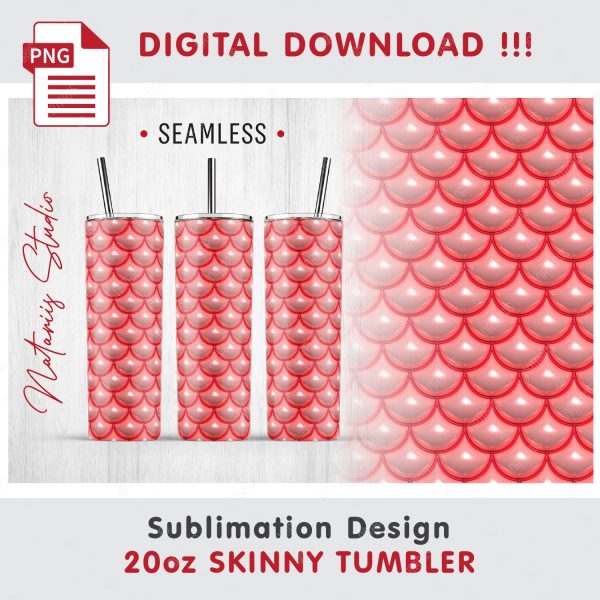 Puffy Mermaid Scales Pattern - 20 oz Skinny Tumbler. Online Sale