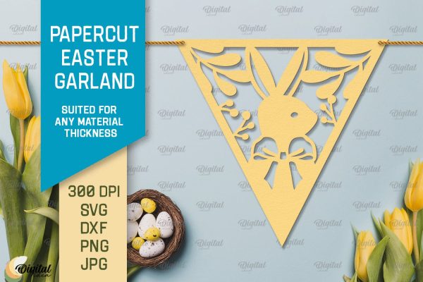 Papercut Easter Garland SVG. Easter Decor Paper Cut Online Hot Sale