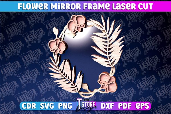 Flowers Mirror Frame Laser Cut | Home Design Laser Cut | CNC Files Discount