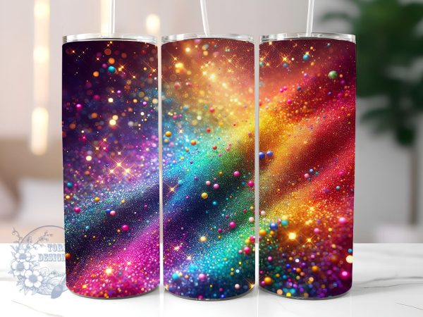 Radiant Rainbow Glitter Ombre 20 oz Skinny Tumbler, Gradient Tumbler Png, Straight & Tapered Tumbler Wrap, Instant Digital Download Online Hot Sale