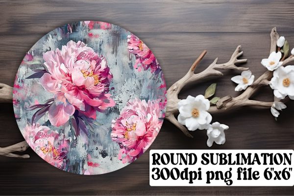 Vibrant Floral Pattern Keychain: Sublimation Coaster, Circle Decor Cheap