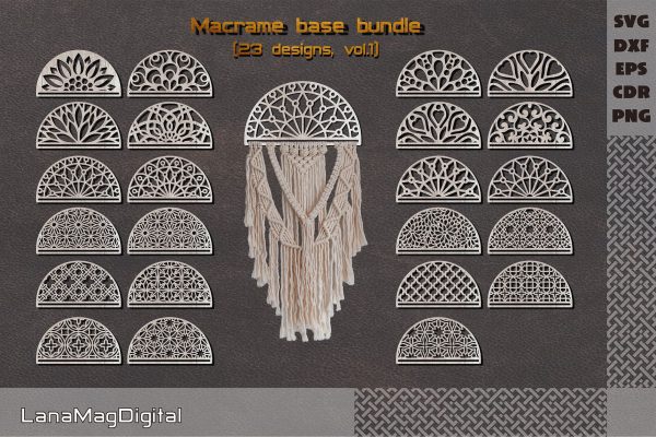 Mandala macrame base svg Macrame hanger svg Bow holder svg Macrame holder svg Laser cut files Sale