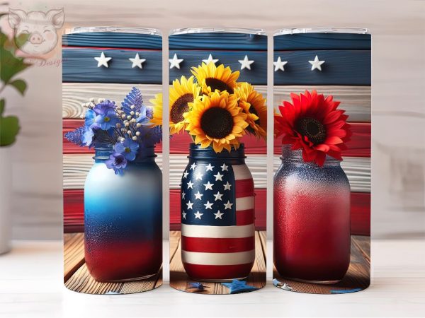 American Jar 20oz Tumbler Png, Straight & Tapered Tumbler Png, USA Flag Jar Tumbler Png, Digital Download PNG Supply
