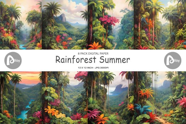 Digital Paper Summer Jungle on Sale