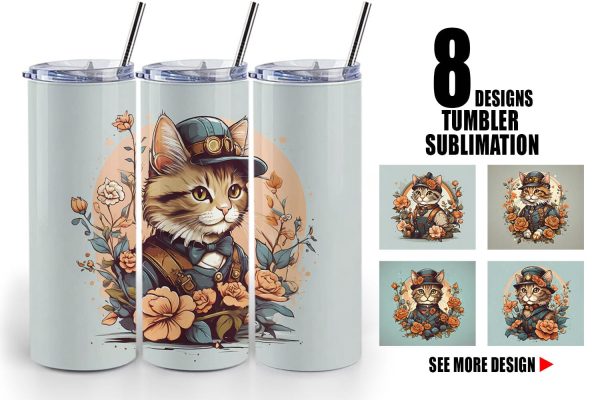 Tumbler Wrap Steampunk Cat For Discount