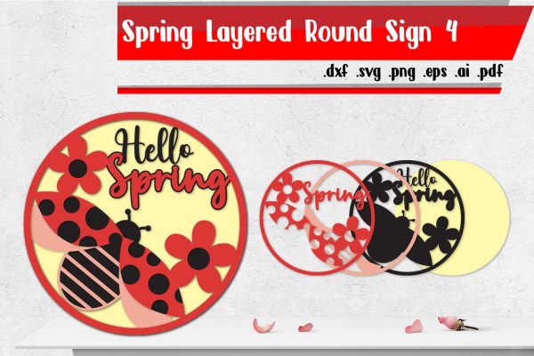 Spring Layered Round Sign 4 Sale