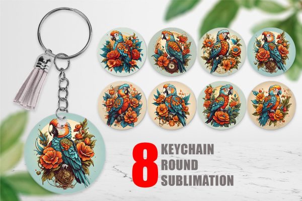 Keychain Parrot and Flower For Cheap