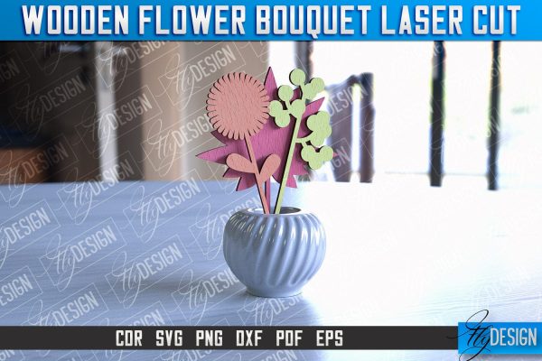 Wooden Bouquet Design | Flower Bouquet Laser Cut Design | Mother’s Day Gift Supply