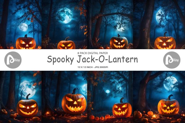 Digital Paper Halloween Jack-O-Lantern Supply