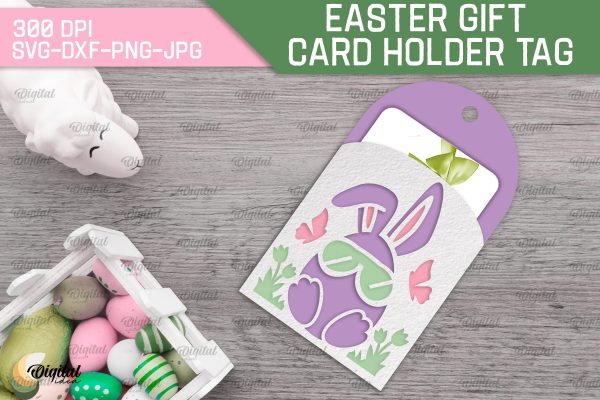 Easter Gift Card Holder Tag SVG. Easter Card Holder Laser Cut Online now