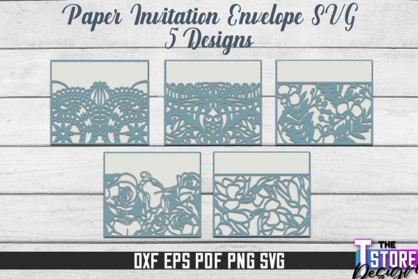Paper Invitation Envelope Bundle | Paper Cut Design | SVG Files For Cheap