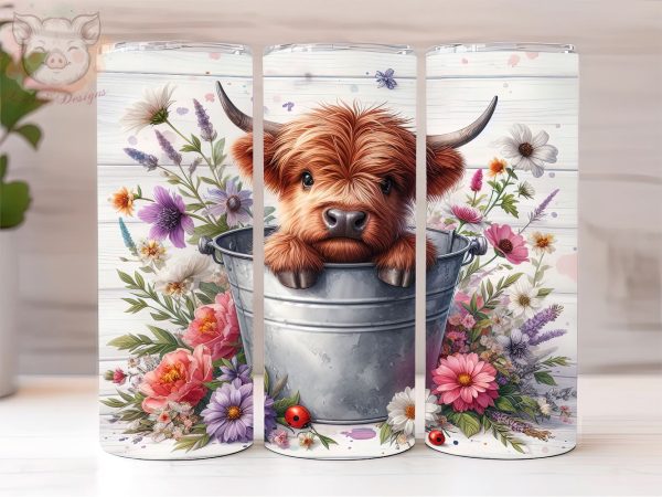 Baby Highland Cow In a Bucket  20oz Tumbler Png, Sublimation Design, Highland Cow Tumbler Png, Digital Download PNG Online Hot Sale